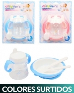 6 Set de Biberon Plato + 2 Cubiertos (1 Set 4 PCS).