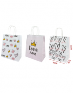 Bolsa de Regalo Love Papel Kraft x 12 Unds. Medidas: 22 x 8 x 16 cm aprox.