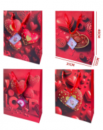 Bolsa de Regalo Corazón 3D x 12 Unds. Medidas: 31 x 12 x 40 cm aprox.
