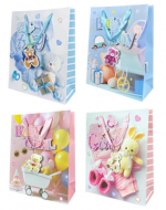 Bolsa de Regalo Baby Shower x 12 Unds. Medidas: 18 x 8.5 x 24 cm aprox.