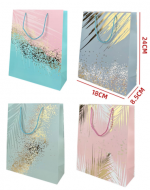 Bolsa de Regalo Colores Pasteles con Dorado x 12 Unds. Medidas: 18 x 8.5 x 24 cm aprox.