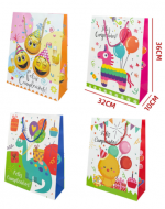 Bolsa de Regalo Feliz Cumpleaños Para Niños x 48 Unds. Medidas: 32 x 10 x 26 cm aprox.