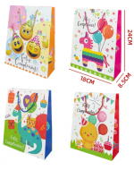 Bolsa de Regalo Feliz Cumpleaños Para Niños x 12 Unds. Medidas: 18 x 8.5 x 24 cm aprox.
