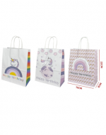 Bolsa de Regalo de Unicornio Kraft x 12 Unds. Medidas: 22 x 8 x 16 cm aprox.