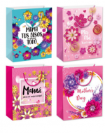 Bolsa de Regalo Feliz Dia Mamá  x 24 Unds. Medida: 26 x 10 x 32 cm aprox