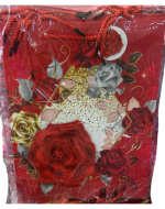 Bolsa de Regalo Diseño Rosas x 12 Unds. Medida: 32 x 26 cm aprox.