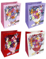 Bolsa de Regalo Diseño Ramo de Rosas x 12 Unds. Medida: 32 x 26 cm aprox.