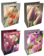 Bolsa de Regalo Diseño Flores x 12 Unds. Medida: 32 x 26 cm aprox.
