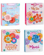 Bolsa de Regalo "Feliz Día Mamá" x 36 Unds. Medida: 24 x 18 cm aprox.