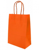 Bolsa de Papel Kraft Color Naranjo x 24 Unds. Medida: 16 x 22 x 8 cm aprox.