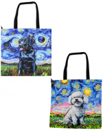Bolso de Lona con Cierre Diseño Perros x 6 Unds. Medida: 40 x 40 cm aprox.