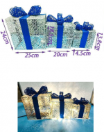 2 Set Caja de Regalo Navideña con Luz Led.Medida: 24 - 20.5 - 15.5 cm aprox.