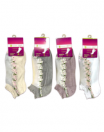 Calcetines Corte Tobillo con Diseño de Flores para Mujer x 24 Unds. Talla: 36-39