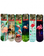 Calcetines de Mujer Corte Medio Diseño Flamenco x 12 Unds. Talla: 36-39