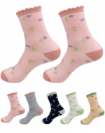 Calcetines Juvenil de Toalla Diseño Florecitas x 24 Pares.