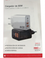 Cargador Múltiple 80W sin Cable Colores Surtidos x 4 Unds.