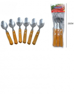 6 Set de Cucharas con Mango de Madera. Medida: 23 cm aprox (Cada Set trae : 6 PCS)