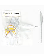 12 Pack de Cuchillo Plástico Desechable Transparente. (1 Pack: 20 PCS ) Medidas : 16.5 cm aprox.