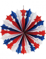 Colgante Abanico de Papel con Estrellas Fiestas Patrias x 12 Unds. Medida: 50 cm aprox.