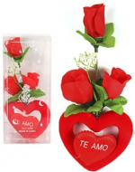 Adorno Rosa con Corazón Color Único x 6 Unds. Medida: 17 x 8 cm aprox.