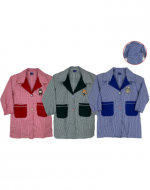 Delantal de Niño Cuadrillé con Bordado Colores Surtidos x 12 Unds. Talla : 2 - 4 - 6