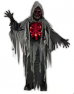 Disfraz de Parca con Esqueleto Rojo para Hombre de Halloween (Elegir Talla ) x 1 Unds.Talla: S - M - L