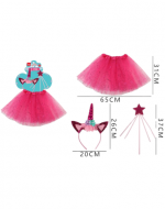 4 Set Disfraz Unicornio Fucsia (1 Set Trae: 3 PCS)