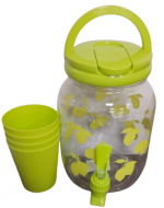 3 Set de Dispensador de Agua con Vasos 2.5 L .Medida: 20.5 x 13 cm aprox.(1 Set Trae:5 PCS)