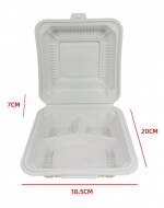Envase Biodegradable para Alimentos x 100 Unds. Medidas : 18.5 × 20 × 7 cm aprox.
