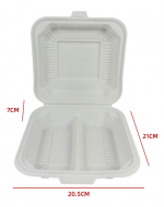Envase Biodegradable para Alimentos x 100 Unds. Medidas : 20.5 × 21 × 7 cm aprox.