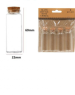 12 Set de Frasco de Vidrio con Corcho. Medida: 60 x 22 mm aprox.(1 Set Trae: 4 PCS)