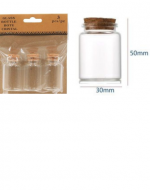 12 Set de Frasco de Vidrio con Corcho. Medida: 50 x 22 mm aprox.(1 Set Trae: 3 PCS)