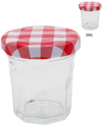 Frasco de Vidrio con Tapa Cuadros x 36 Unds.  Medida: 50 ml aprox.