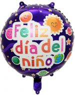 Globo Metálico "Feliz Día del Niño" Planetas x 24 Unds. Medida: 45 cm aprox