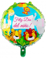 Globo Metálico "Feliz Día del Niño" Animales x 24 Unds. Medida: 45 cm aprox