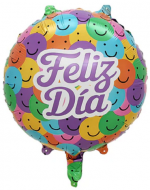 Globo Metálico "Feliz Día" Caritas x 24 Unds. Medida: 45 cm aprox