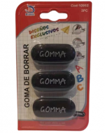 12 Set Goma De Borrar Color Negro (1 Set Trae 3 PCS)