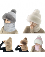 Gorro con Cuello Adulto Peludo Colores Surtidos x 12 Unds. Talla: Estándar