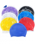 Gorros de Natación con Puntos Colores Surtidos x 12 Unds. Medida: 22.5 x 19 cm aprox.