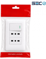 Interruptor con Doble Tomacorriente 16A Color Blanco x 10 Unds.