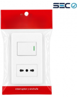 Interruptor con Tomacorriente 16A Color Blanco x 10 Unds.