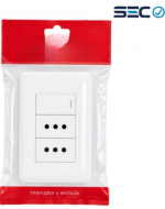 Interruptor con Doble Tomacorriente 10A Color Blanco x 10 Unds.