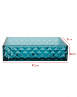 Jabonera Azul Turquesa Transparente de Acrílico x 12 Unds. Medidas: 12 × 8 × 3 cm aprox.