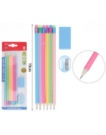 12 Set Lápiz Mina + Sacapunta y Goma (1 Set Trae 8 PCS) Medida: 19 cm aprox.