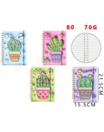 Libreta Cactus Cute A5 80 Hojas x 12 Unds. Medida: 15.5 x 21.5 cm aprox.