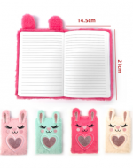 Libreta Peluda Diseño Conejo Colores Surtidos x 12 Unds. Medida: 14.5 x 21 cm aprox.