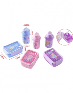 4 Set de Lonchera + Cubiertos y Botella Modelos Surtidos (1 Set Trae: 4 PCS)