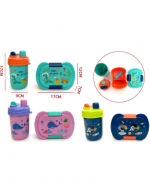 4 Set de Lonchera + Cubiertos y Botella Modelos Surtidos (1 Set Trae: 3 PCS)