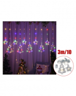 Cortina de Luces Navideña Estrellas y Arboles USB x 12 Unds. Medidas: 3 m aprox.