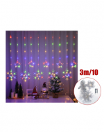 Cortina de Luces Navideña Estrellas y Copos USB x 12 Unds. Medidas: 3 m aprox.